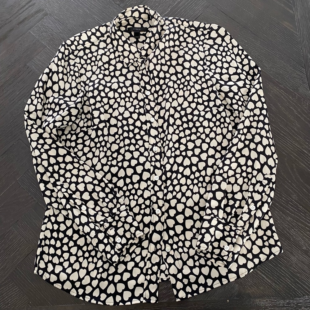 J Crew Stunning Silk Hearts Blouse Sz 4